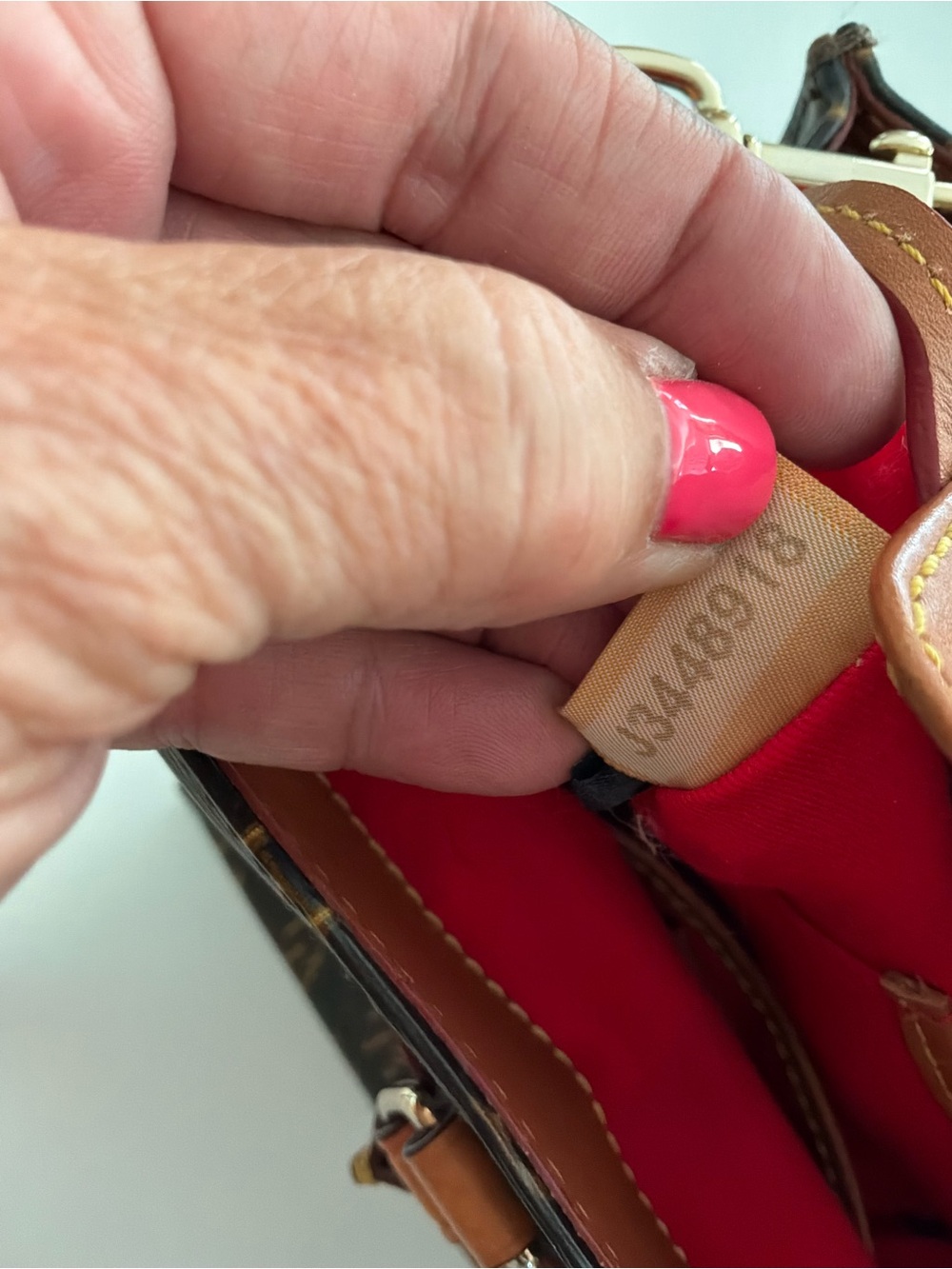 Dooney & Bourke Brown Logo Satchel with Tan Leather Trim and Crossbody Strap - Picture 10 of 16